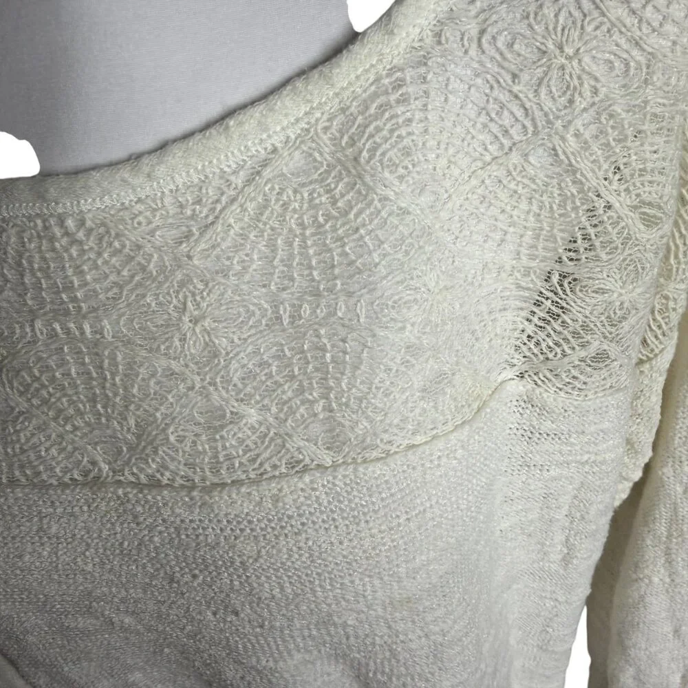 Free People Kristobel Embroidered Yoke ruffle top Eggshell small - Picture 6 of 10